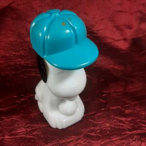 Avon Vintage 1969 “BASEBALL SNOOPY” Avon Milk Glass Bottle, Full