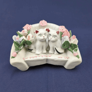Vintage Ceramic Porcelain Cats on Couch Figurine