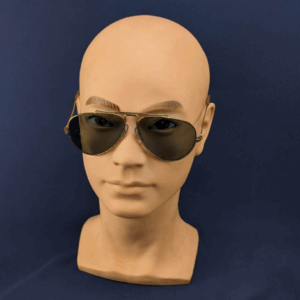 Vintage 70s Style Gold Colored Sunglasses Aviators - Dark Glass See-Through 5" W