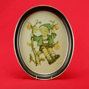 Hummel Apple Tree Boy Oval Metal Tin Tray 1982 USA Made Decorative Serving