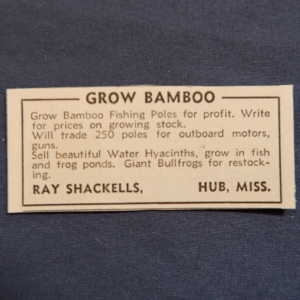 1950 Magazine Print Ad-Grow Bamboo & Bullfrogs Ray Shackells Hub Mississippi MS