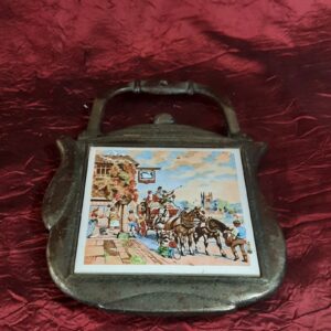 Ceramic Tile Trivet Swan Inn Horse Made in Taiwan by Cherry | 10a 010 | Footed