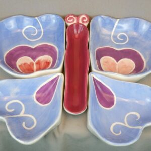 Bella Casa by Ganz China/Ceramic - 5 Piece Butterfly Serving Dishes Blue