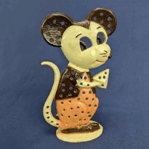 Vintage Torino Painted Metal Mouse with Cheese Earring Holder Tree