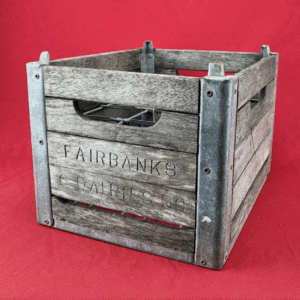 1959 Fairbanks 6 Dairies Wood and Metal Advertising Crate Milk Box