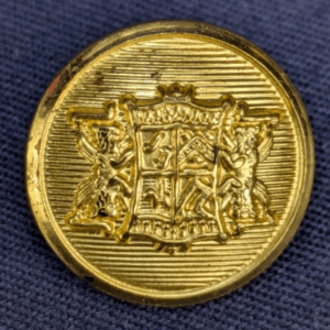 Vintage Gold-Tone Military Style Button with Heraldic Crest