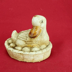 VINTAGE Duck Sitting On Eggs In A Basket Figurine RARE