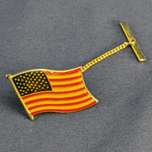 Vintage American Flag Lapel Pin Gold Tone with Epoxy Inlay