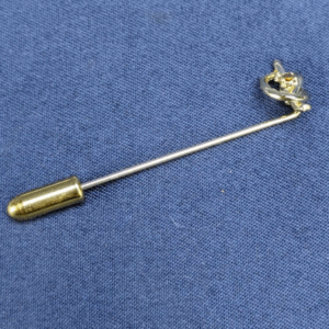Vintage Gold Tone Stickpin Scarf Hat Pin with Light Pink Rhinestone 1.75"