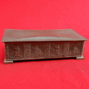 Vintage Embossed Tin Over Wood Hinged Trinket Box