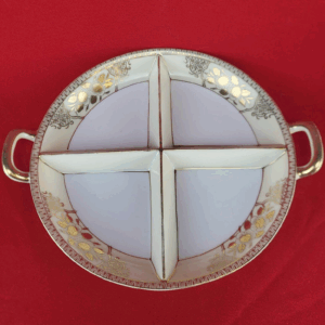 Vintage Gold Trimmed & Hand painted Japanese Divided Relish Dish by Chikaramachi
