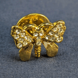 Vintage Napier Butterfly Pinback Lapel Pin with Epoxy Inlay & Rhinestone