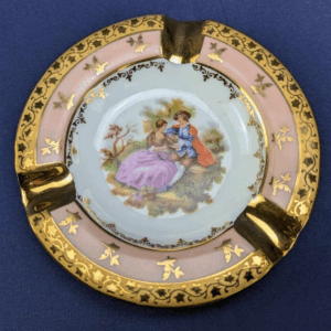 Beautiful Vintage Gout de Ville LIMOGES Ashtray - Hand Painted - Floral & Gold