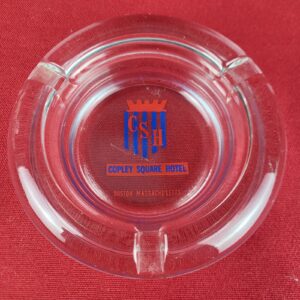 Vintage Copley Square Hotel Round Glass Ashtray Clear Boston Massachusetts 3 7/8