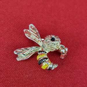 Silver Tone Bumble Bee Wasp Yellow Jacket Badge Clothes DIY Backpack Decor Pin