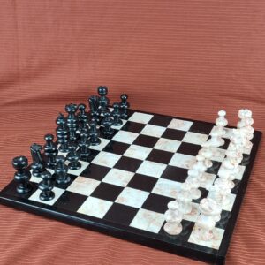 Handmade Pink (Rose) and Black Onyx Marble Chess Game Set - Hand Carved Pieces