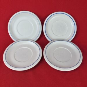 Vtg Set of 4 Saucers/Plates Blue Ring Yorktown Phaltzgraff Earthenware 6 1/2"