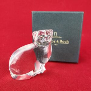 Villeroy & Boch Crystal Clear Glass Sitting Cat Figurine Paperweight in Box