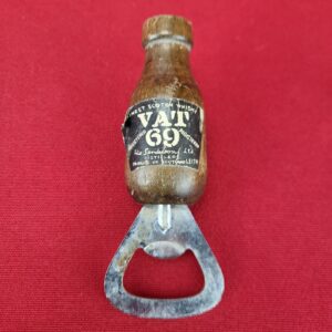 Vintage VAT 69 Whiskey Wooden Bottle Opener Retro Barware BEER ADVERTISING