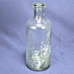 Antique 1910s Hand Blown Blow Mold Medicine Bottle Clear Glass
