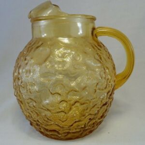 Vintage Anchor Hocking / Lido Milano - Amber Crinkle Glass Ball Pitcher