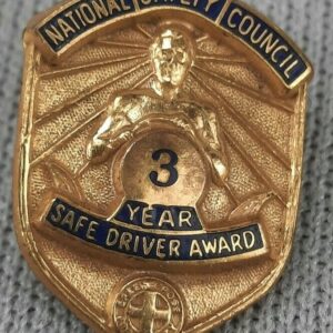 National Safety Council 3 Year Safe Driver Award Pin with Screw Back