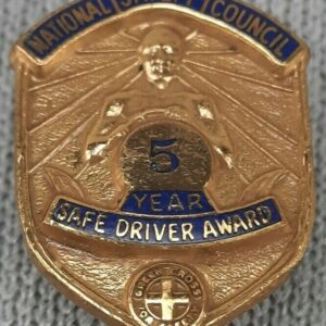 National Safety Council 5 Year Safe Driver Award Pin with Screw Back