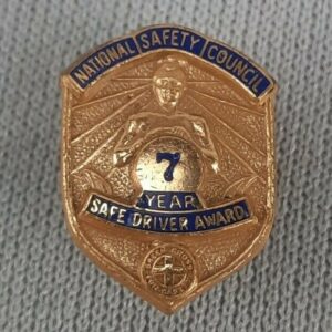National Safety Council 7 Year Safe Driver Award Pin with Screw Back