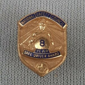 National Safety Council 8 Year Safe Driver Award Pin with Screw Back