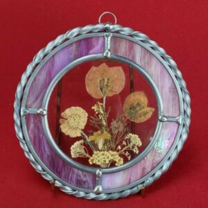 Handcrafted Stained Glass Floral Design Shadow Box Sun Catcher or Wall Hanger