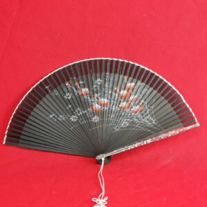 Vintage Hand Painted Blue Floral Vintage Japan Asian Folding Bamboo Hand Fan