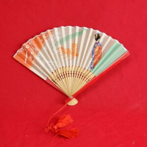 Hand Painted Vintage Japanese Hand Fan Foldable Decor Paper Bamboo