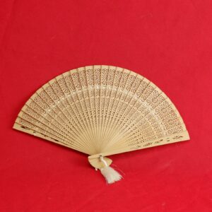 Hand Crafted Vintage Wooden Asian Hand Fan Wall Decor