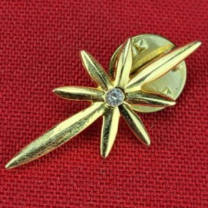 Gold Tone Day Star With Rhinestone Center Lapel Badge Clothes DIY Backpack Pin