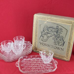Vintage 8 Pc. Yorktown Snack Set - Federal Glass Co. (4 Plates & 4 Cups) w/ box