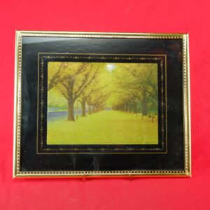 3D Metallic Laser Printed Art Picture on Chrome Paper - Fall Leaves Street Theme
