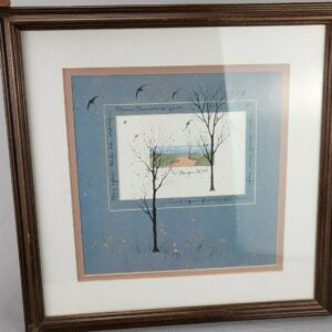 Vintage 1989 D. Morgan Framed Matted Print Wood Frame 15 5/8” Square Friends
