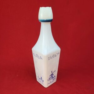 Vintage Delft Empty Decanter Blue Windmill Dutch Tulip Shaped Cap Liquor Bottle