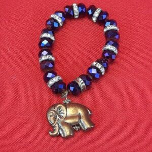 Vintage Fashion Elephant Charm Rhinestone Purple Bracelet