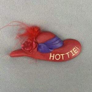 Vintage Red and Blue Women's Hat Collectable Refrigerator Magnet ~ HOTTIE