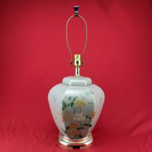 VTG 1983 Novelty Crystal Corp Large Purple Lamp with Floral Design