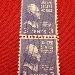 Vintage US 3 Cent Thomas Jefferson Stamp - Purple / Violet - Lot of 2 Duo