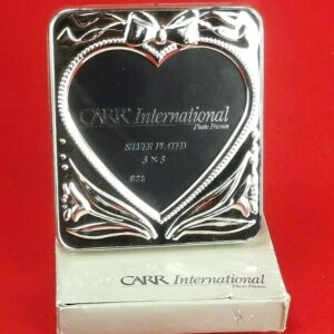 Carr International Silver-Plated Heart 3x3 Elegant Embossed Picture Frame