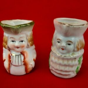Vintage Miniature - King and Queen? - Ceramic Milk and Creamer Dishes - Japan