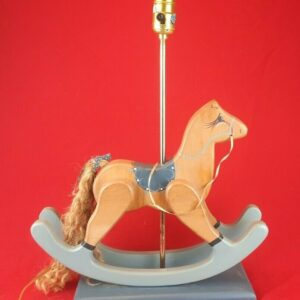 Vintage Rocking Horse Wooden Lamp - Handcrafted and Painted - No Shade