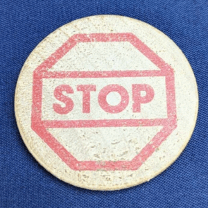 Vintage STOP Wooden Nickel
