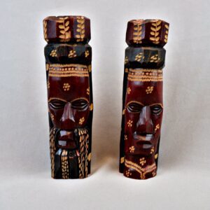 Hand Carved Stained Solid Wood - Jamaica Rasta Folk Art Souvenir Statues Vintage