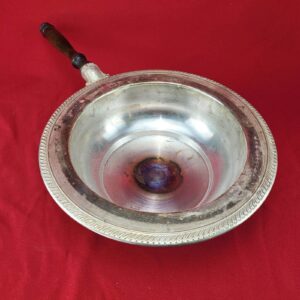Vintage Silver-Plated Chaffing Pan Dish with Wooden Handle