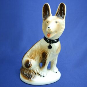 Vintage Porcelain Dog Figurine Hand Painted Made in Brazil 8” Tall