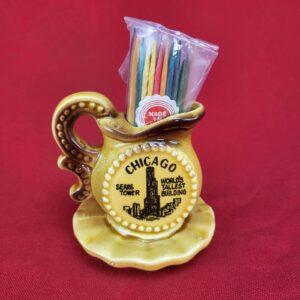 Souvenirs by Brechner Ceramic Toothpick Holder Chicago Sears Tower w/Toothpicks